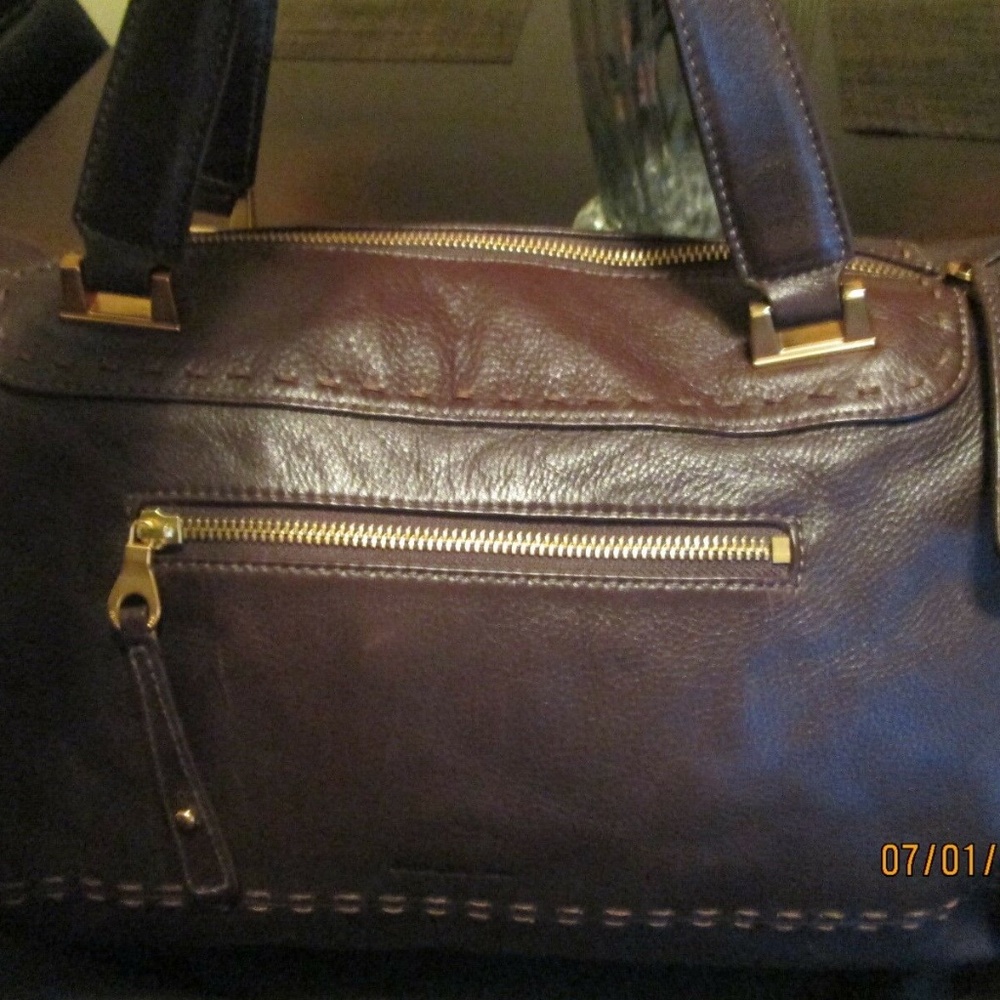 BEAUTIFUL! "CHRISTOPHER KON" BROWN LEATHER SATCHEL - Picture 2 of 8